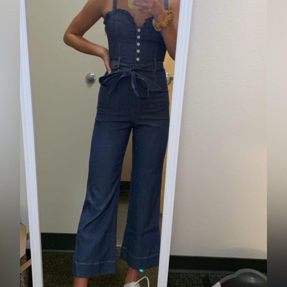 Revolve Privacy Please Luca Jumpsuit (XS) - Dark Indigo Blue Denim Pantsuit